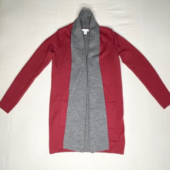 Kenar Red and Gray Open Front Cardigan – Size Small - Picture 4 of 11